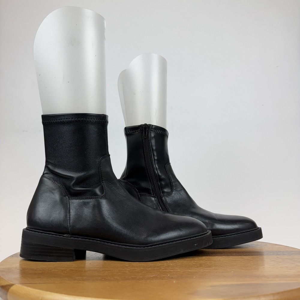 Womens Steve Madden Lazio Black Leather Comfort Casual Ankle Boots Size 8.5 M